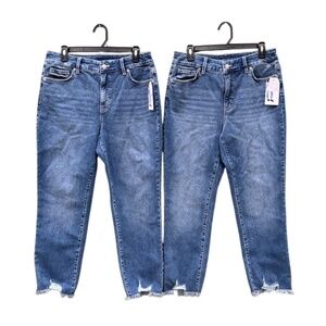 High Rise Straight Leg Destructed Hem Jeans Pants 2-Pack Size 10
